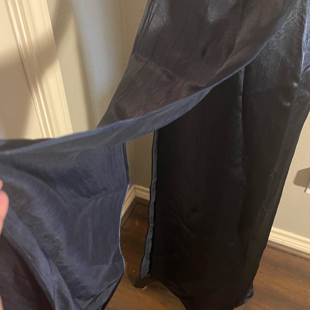 Zara Navy Maxi Satin Dress with Slit - Picture 9 of 10